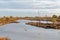 Kemeri Great swamp moorland at sunny winter day with blue sky, Latvia, Baltics, Northern Europe