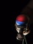 Kendama japanese toy in black background in hand