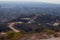 Kenter trail hike path in Brentwood, Los Angeles, California. Stunning panoramic view overlooking West La including