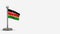 Kenya 3D waving flag illustration on tiny flagpole.