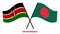 Kenya and Bangladesh Flags Crossed And Waving Flat Style. Official Proportion. Correct Colors