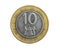 Kenya coin ten shillings on a white isolated background
