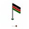 Kenya Flag on Flagpole in Isometric dimension