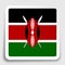 Kenya flag icon on paper square sticker with shadow. Button for mobile application or web. Vector