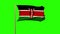 Kenya flag waving in the wind. Green screen, alpha