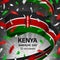 Kenya Jamhuri Day greeting card with ribbon and salute