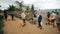 KENYA, KISUMU - MAY 20, 2017: Group of Caucasian people with packages. The volunteers traveled to Africa to help the