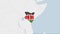 Kenya map highlighted in Kenya flag colors and pin of country capital Nairobi