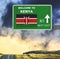 Kenya road sign against clear blue sky