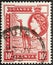 KENYA, TANGANYIKA, UGANDA - CIRCA 1954: stamp printed by Great Britain, shows giraffe and Queen Elizabeth II, circa 1954