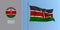 Kenya waving flag on flagpole and round icon vector illustration