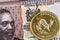 Kenyan fifty shilling bank note with a gold Krugerrand coin