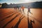 Kenyan marathon runners train at the athletics track in the town of Eldoret near Iten, the center of world endurance running.