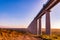 Kenyan Sunrise Sunset Landscape Concrete Pillars SGR Standard Gauge Railways Bridge In Nairobi National Park Kenya East Africa