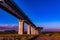 Kenyan Sunrise Sunset Landscape Concrete Pillars SGR Standard Gauge Railways Bridge In Nairobi National Park Kenya East Africa