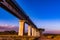 Kenyan Sunrise Sunset Landscape Concrete Pillars SGR Standard Gauge Railways Bridge In Nairobi National Park Kenya East Africa