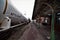 Keokuk Iowa union depot passenger awning with freight cars