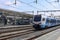 Keolis Blauwnet Stadler Flirt local commuter sprinter train at the railway station of Zwolle