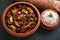 Kerala beef fry curry and brown rice