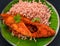 Kerala fish fry with red rice