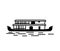 Kerala House Boat in backwater black and white vector design