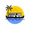 Kerala House Boat in backwater color vector design