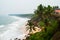 Kerala, India. Varkala beach with various cafes and restaurants