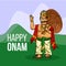 Kerala Onam Festival Mahabali also kown Maveli in Green field with Happy Onam Text