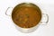 Kerala Style Sambar Curry In Steel Utensil.Background White And Selective Focus