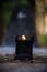 Kerala traditional small stone lamp with flame