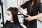 Keratin hair straightening procedure