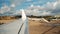 Kerkyra, Greece - 09 29 2022: View From Airplane To Boing White Wing and Airfield of Corfu Airport. . High quality photo