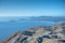 Kerkyra viewed from Mount Pantokrator at Corfu, Greece