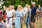 KERNAVE, LITHUANIA - JULY 6, 2018: Historical reenactment activists wearing medieval costumes during annual Festival of