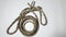 Kernmantle rope knot, tool safety for rock climbers and workers cutting a limb