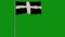 Kernow - Cornwall flag on green chromakey background, 4k footage