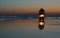 Kerosene lamp, beach, sea, night.