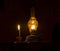Kerosinaovaya lamp and a candle