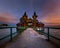 Keszthely, Hungary - The beautiful Pier of Keszthely by the Lake Balaton with a colorful autumn sunset