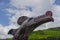 Ketchikan, Alaska: Closeup of a totem on the grounds of Potlatch Totem Park