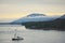 Ketchikan, Alaska, USA: A fishing boat cruises along the Tongass Narrows