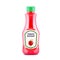 Ketchup bottle with fresh tomatoe on white background, realistic vector illustration.