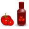 Ketchup bottle with tomatoes