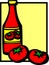 Ketchup bottle and tomatoes vector illustration