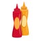 Ketchup and Mustard Bottles. Fast Food. Tasty Street Food. Fast Meal Product. Fast Food Bottles of Ketchup and Mustard.