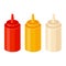 Ketchup mustard and mayonnaise bottles