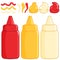 Ketchup, mustard and mayonnaise. Vector Illustration