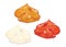 Ketchup, mustard and mayonnaise vector sauces.