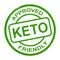 Keto approved friendly stamp. Ketogenic diet. Green rubber stamp. Seal. Product quality. Approved cachet.