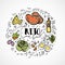 Keto Cook Book - vector sketch illustration - multi-colored sketch healthy concept. Healthy keto diet Cook Book with